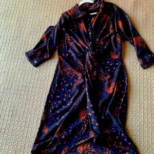 City Chic Ruche dress black/ brown print